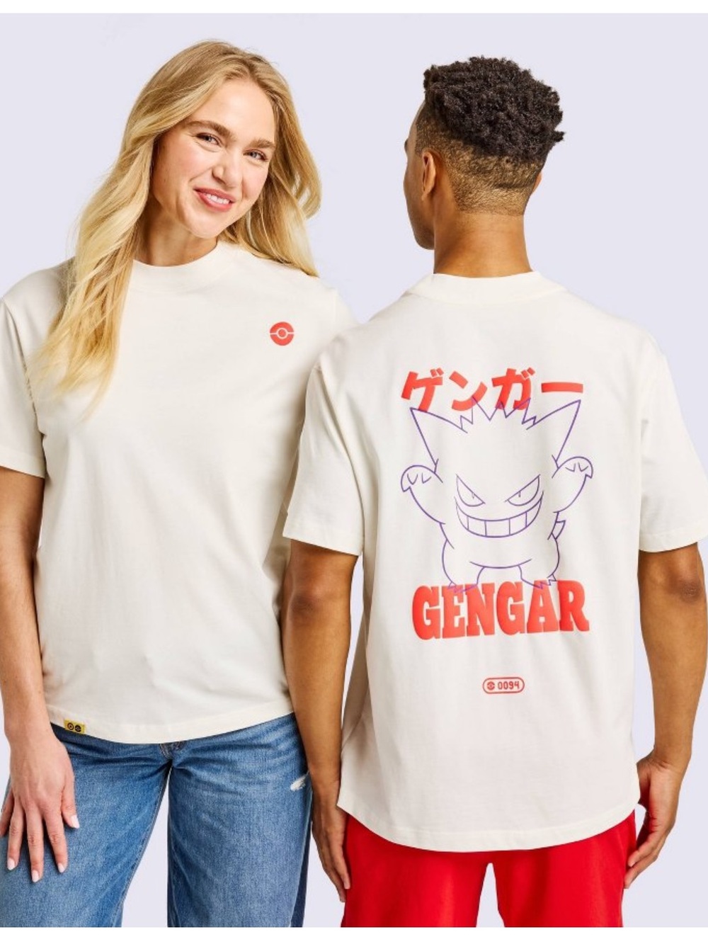 Gengar Graphic Tee in Off-White with Red & Purple Print